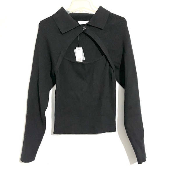 Jonathan Simkhai Ribbed Collared Layered Shrug Top - Picture 12 of 12